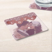 Custom Love Hearts Banner Overlaid Custom Photo Rechteckiger Pappuntersetzer (angewinkelt)