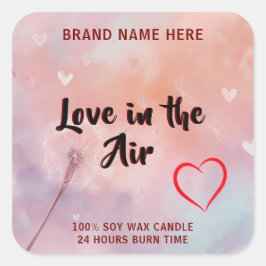 Custom Love in the Air Candle Label for Valentine Quadratischer Aufkleber