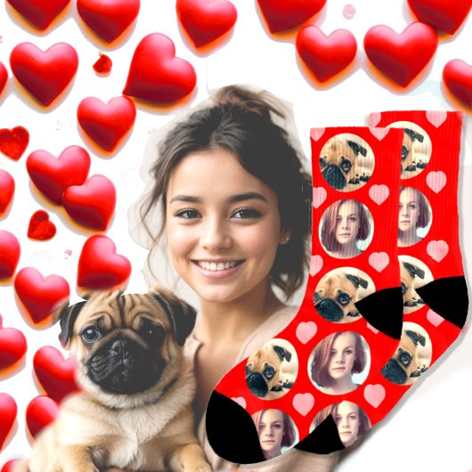 Custom love photo x2 socken