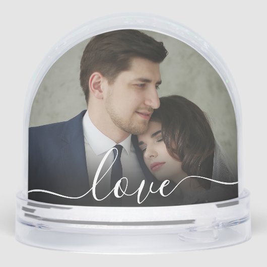Custom Love Simple Modern Script 2 Photo Snow Glob Schneekugeln (Rückseite)