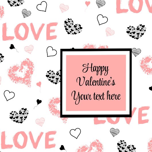 Custom Love Text Hearts Hand Drawn Valentine Napki Serviette