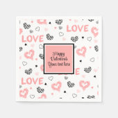 Custom Love Text Hearts Hand Drawn Valentine Napki Serviette (Vorderseite)