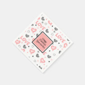 Custom Love Text Hearts Hand Drawn Valentine Napki Serviette (Ecke)