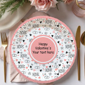 Custom Love Text Hearts Hand Drawn Valentine Plate Pappteller