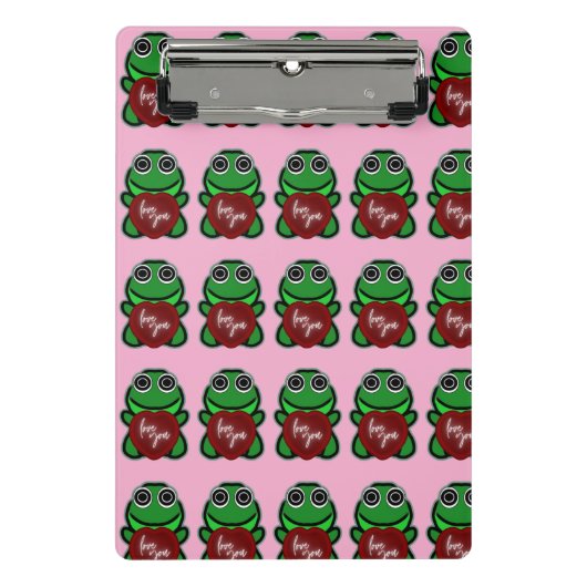 Custom Love You Kawaii Frog Heart Gift Mini Klemmbrett (Vorderseite)