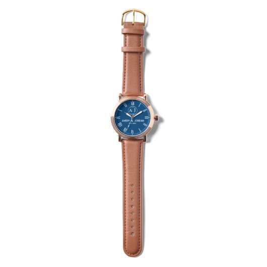 Custom lovers name monogram Personalized blue Armbanduhr (Gurtband)