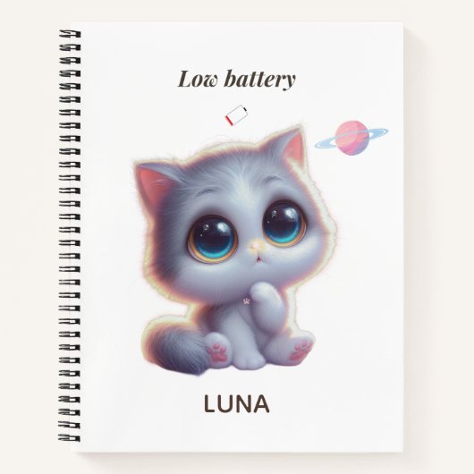 Custom Low Battery Cat Journal Notizblock (Vorderseite)