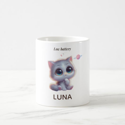 Custom Low Battery Cat Mug Kaffeetasse (Mittel)