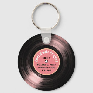 Custom LP Vinyl Record mit seinem Namen pink Schlüsselanhänger