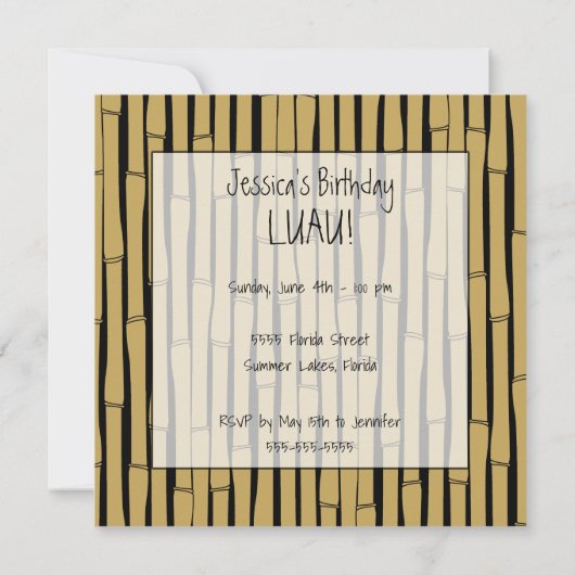 Custom Luau Birthday Party Einladung (Rückseite)