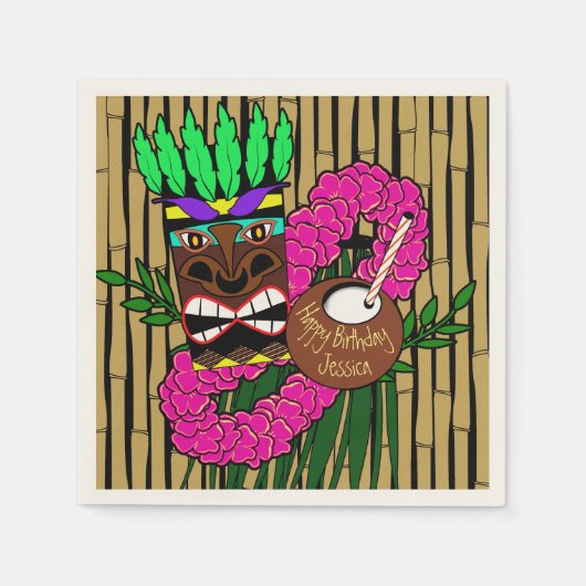 Custom Luau Birthday Party Thema Serviette (Vorderseite)