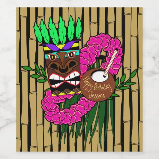 Custom Luau Birthday Party Thema Weinetikett (Einzelnes Label)