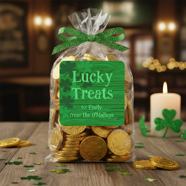 Custom Lucky Treats St. Patrick’s Day Square Stick Quadratischer Aufkleber