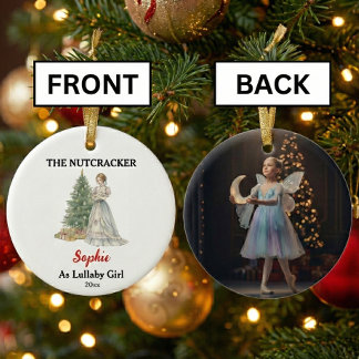 Custom Lullaby Girl Nutcracker Photo Christmas Keramik Ornament