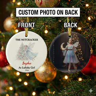 Custom Lullaby Girl Nutcracker Photo Christmas Keramik Ornament