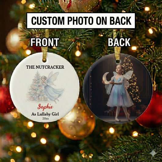 Custom Lullaby Girl Nutcracker Photo Christmas Keramik Ornament