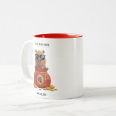 Custom Lunar Fortune Bag Capybara Red Two-Tone Mug Zweifarbige Tasse (Vorderseite Links)
