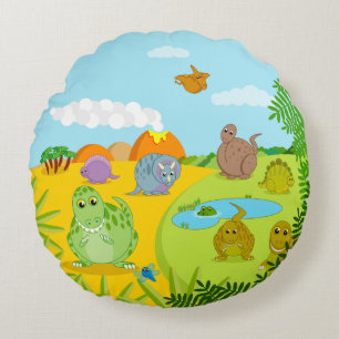 CUSTOM, lustiges Jurassisches niedliches Dinosauri Rundes Kissen