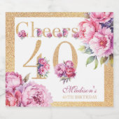 Custom Luxury 40. Geburtstag Pink Gold Glitzer Schaumweinetikett (Einzelnes Label)