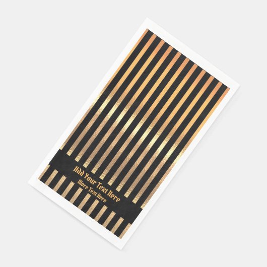 Custom Luxury Black and Gold Streifen Serviette (Ecke)