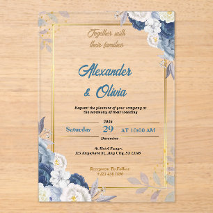 Custom Luxury Floral Acrylic Hochzeitseinladungen Acryleinladungen