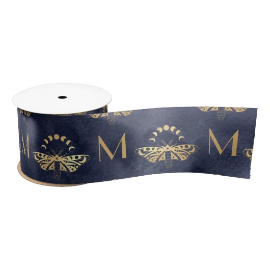 Custom Luxury Gold Bee Navy Night Celestis Satinband (Spule)