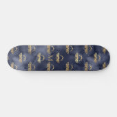 Custom Luxury Gold Bee Navy Night Celestis Skateboard (Horizontal)