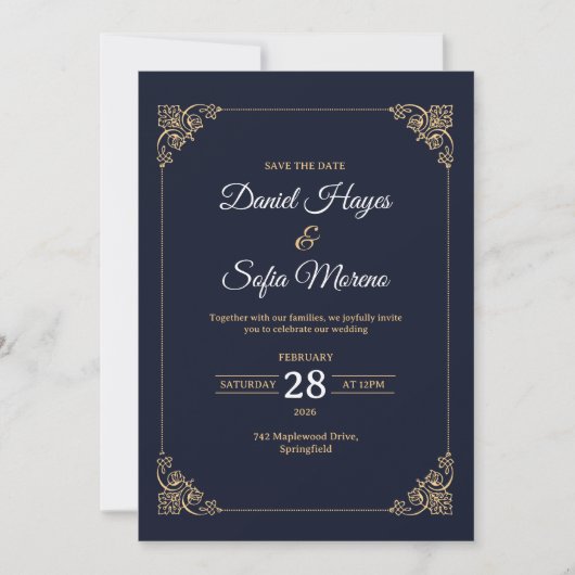 Custom Luxury Gold Wedding Invitation Einladung (Vorderseite)