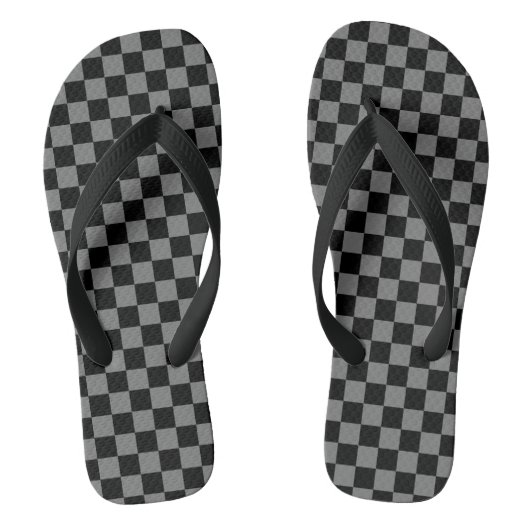 Custom Luxury Grau/Schwarz Checkered Flip Flops Badesandalen (Fußbett)