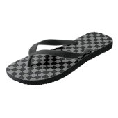 Custom Luxury Grau/Schwarz Checkered Flip Flops Badesandalen (Schrägansicht)