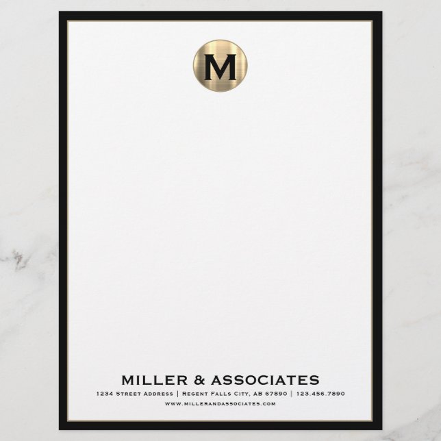 Custom Luxury Monogram Business Letterhead Briefbogen (Vorderseite)