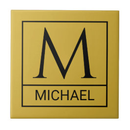 Custom M Gold Keramik Tile mit Initial & Name Fliese
