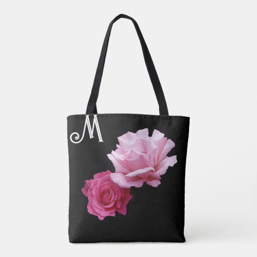 Custom M monogramm hübsch rosa Rosa Moderne Blüte Tasche (Rückseite)