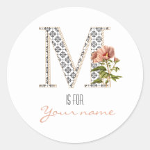Custom M Name Floral Blume Klasse Letter M Moderne