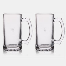 Custom “M” “R” Letter Monogram Beer Glasses-Mugs 