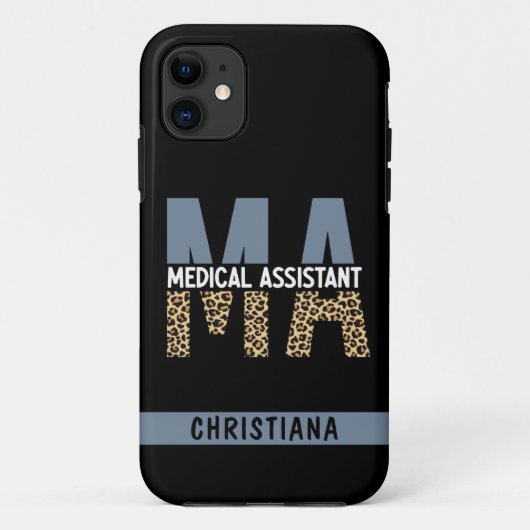 Custom MA Medical Assistant Leopard Print Case-Mate iPhone Hülle (Rückseite)