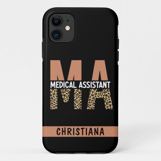 Custom MA Medical Assistant Leopard Print Case-Mate iPhone Hülle (Rückseite)