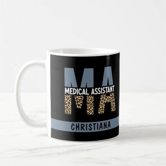 Custom MA Medical Assistant Leopard Print Kaffeetasse (Links)