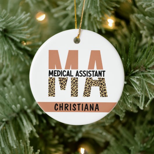 Custom MA Medical Assistant Leopard Print Keramik Ornament (Baum)