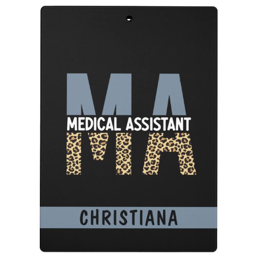 Custom MA Medical Assistant Leopard Print Klemmbrett (Rückseite)