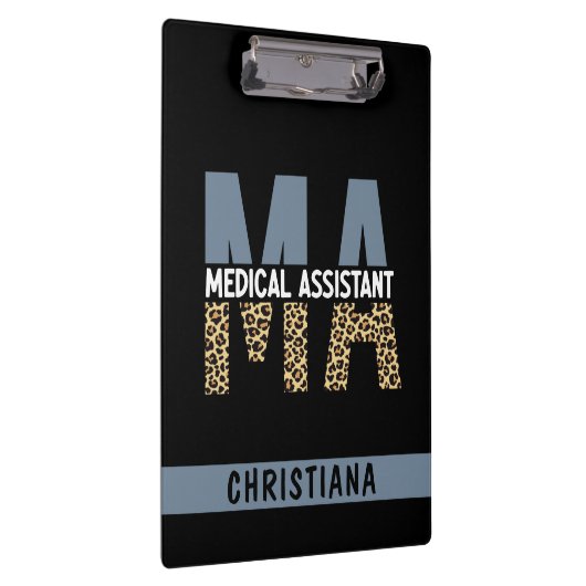 Custom MA Medical Assistant Leopard Print Klemmbrett (Rechts)