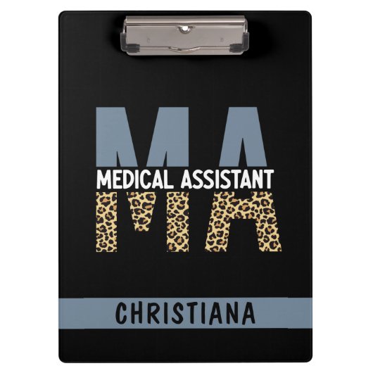 Custom MA Medical Assistant Leopard Print Klemmbrett (Vorderseite)