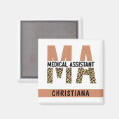 Custom MA Medical Assistant Leopard Print Magnet (Vorderseite/Rückseite)