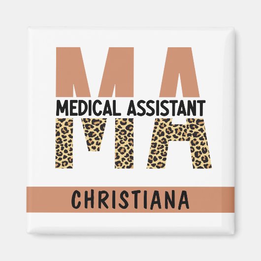 Custom MA Medical Assistant Leopard Print Magnet (Vorne)