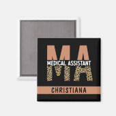 Custom MA Medical Assistant Leopard Print Magnet (Vorderseite/Rückseite)