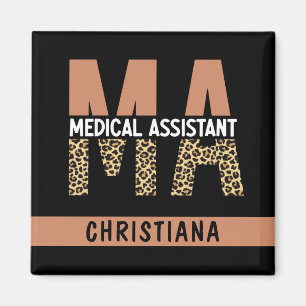 Custom MA Medical Assistant Leopard Print Magnet