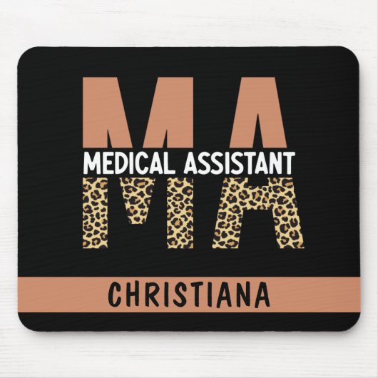 Custom MA Medical Assistant Leopard Print Mousepad (Vorne)