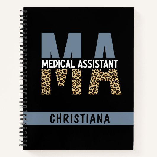 Custom MA Medical Assistant Leopard Print Notizblock (Vorderseite)