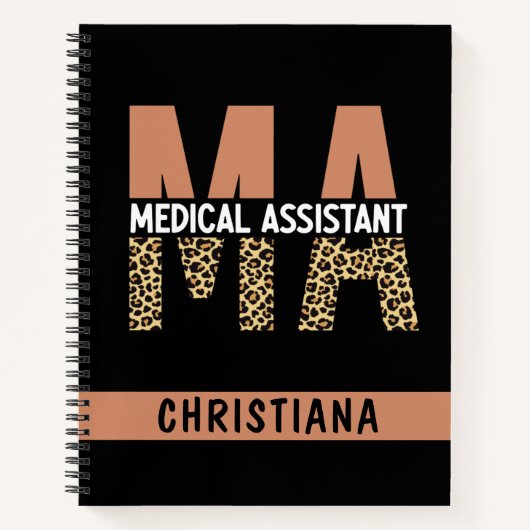 Custom MA Medical Assistant Leopard Print Notizblock (Vorderseite)