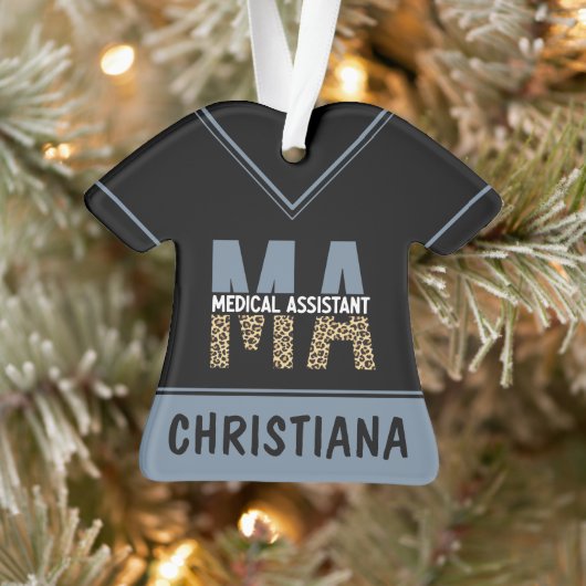 Custom MA Medical Assistant Leopard Print Ornament (Baum)